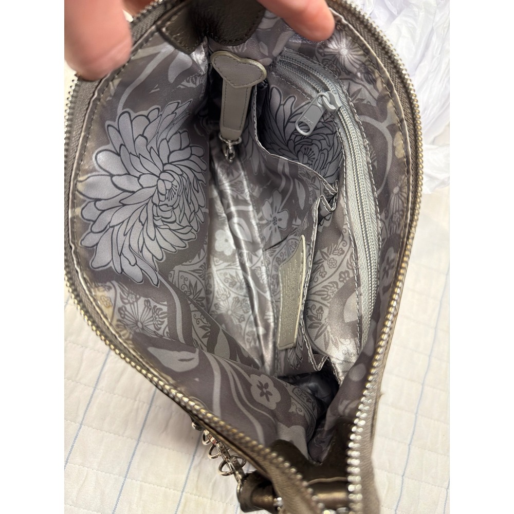 Brighton Metallic Pewter Leather Crystal Embellished Shoulder Bag E827247 - Picture 4 of 8